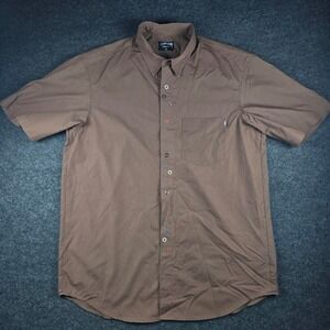 Vtg Stussy Men's Brown Short Sleeve Shirt Abstract Button Up Classic Fit Size M